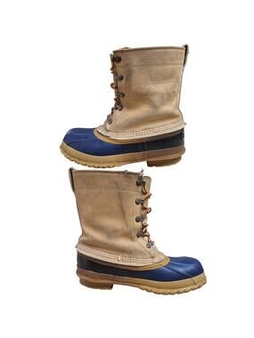 L.L. Bean Blue Brown 10" Felt Inserts Vintage Maine Hunting Shoes Boots Men's 7